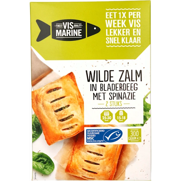 Vis Marine Wilde Zalm in bladerdeeg met spinazie