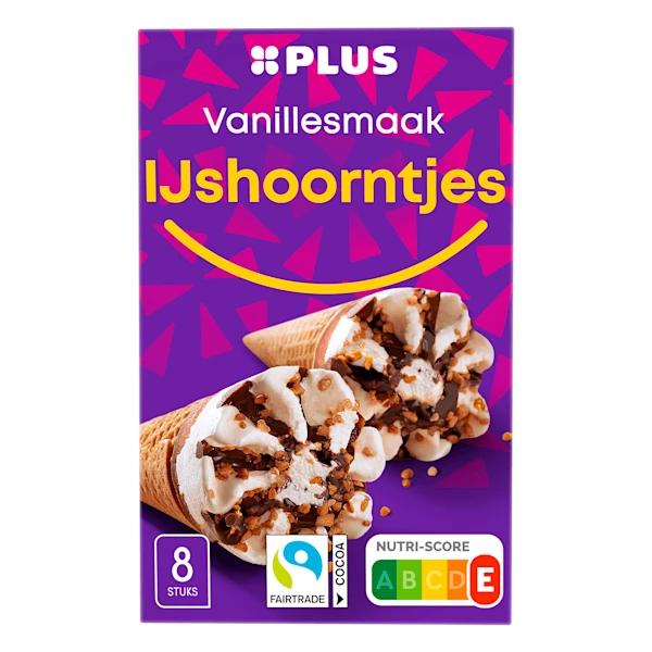 PLUS Ijshoorntjes vanille smaak