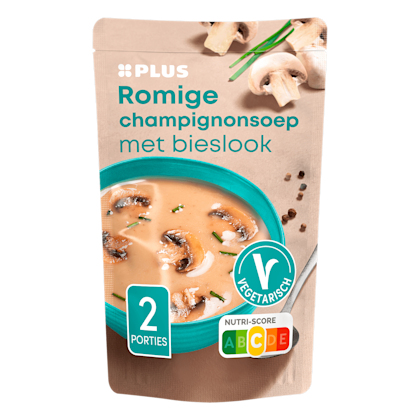 Soep in zak champignonsoep