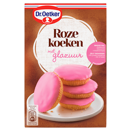 Roze koeken met glazuur bakmix
