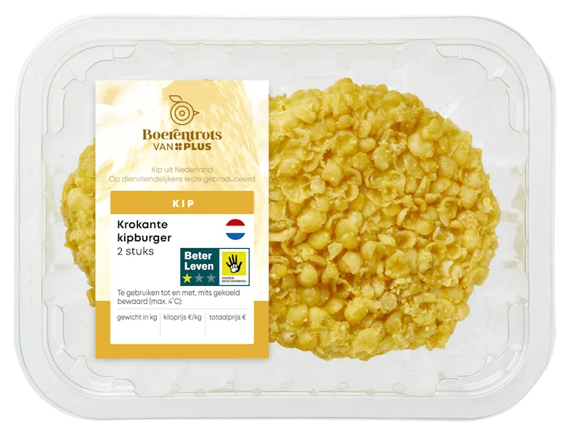 PLUS Boerentrots Krokante kipburger 2 stuks