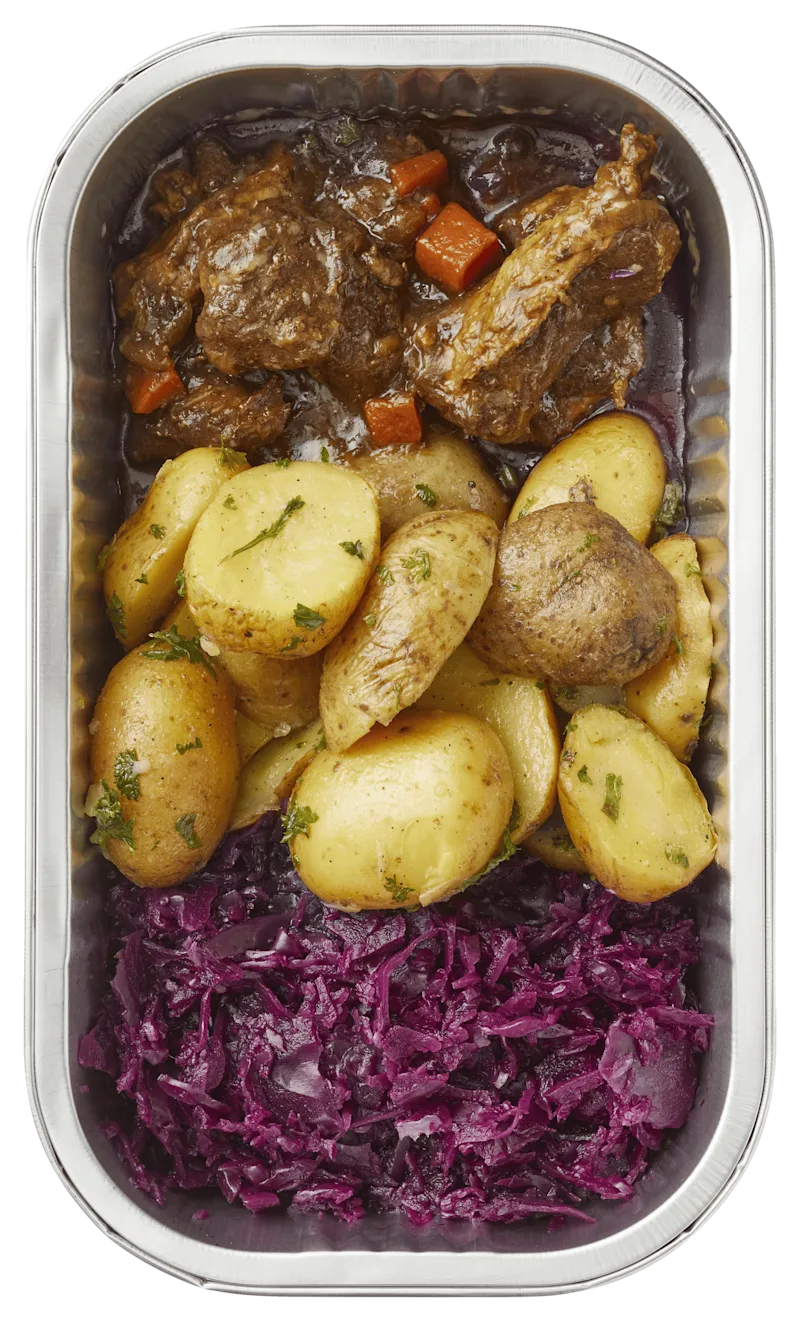 Uit de keuken van PLUS Stoofvlees krieltjes en rode kool