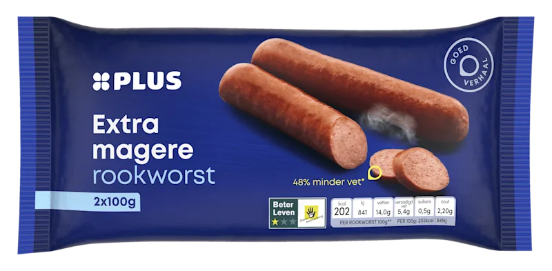 PLUS Extra magere rookworst 2-pack