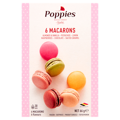 Macarons framboos pistache chocolade