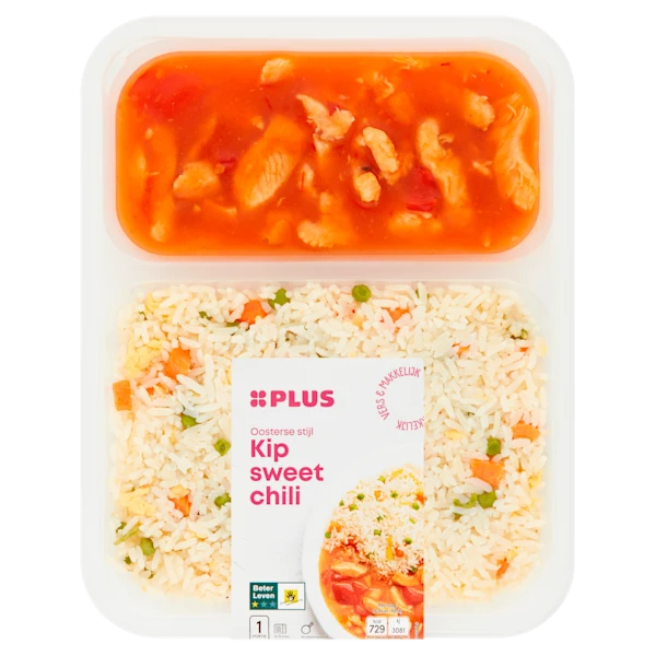 PLUS Kip Sweet Chili met Kantonese rijst