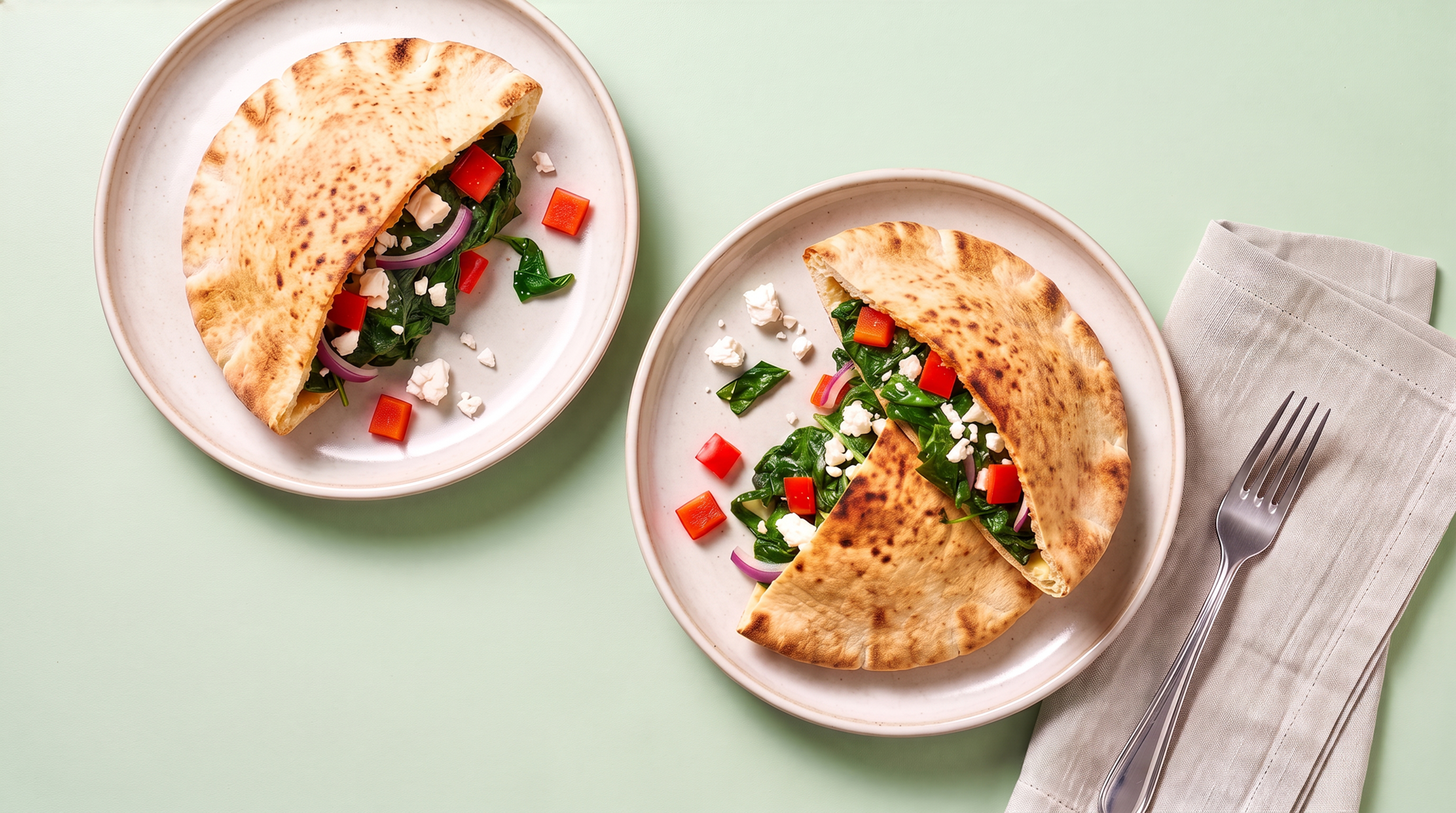 Pitabroodje met spinazie en feta  
