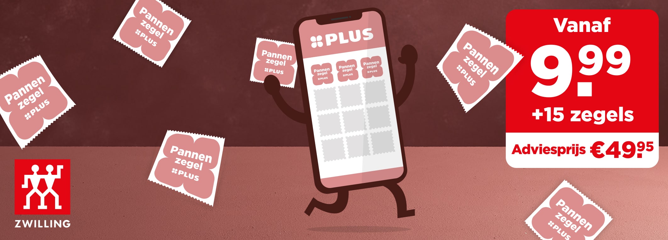Telefoon met zegels en rondvliegende zegels van ZWILLING-campagne. Met actiemechanisme vanaf 9.99.