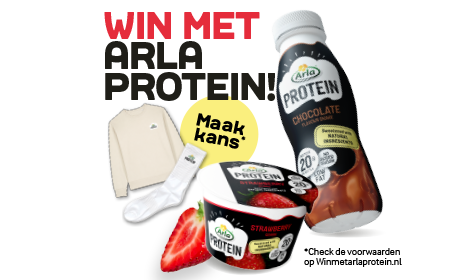 Maak kans op een Arla PROTEIN pakket, en een sportcadeaubon t.w.v. 100 euro. Geldig van 21 t/m 27 oktober
