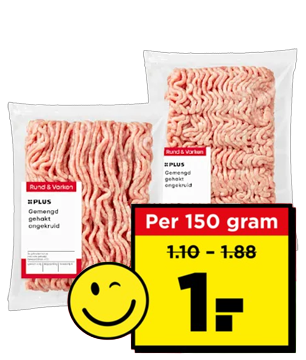 PLUS gehakt, 100 gram voor 1 euro