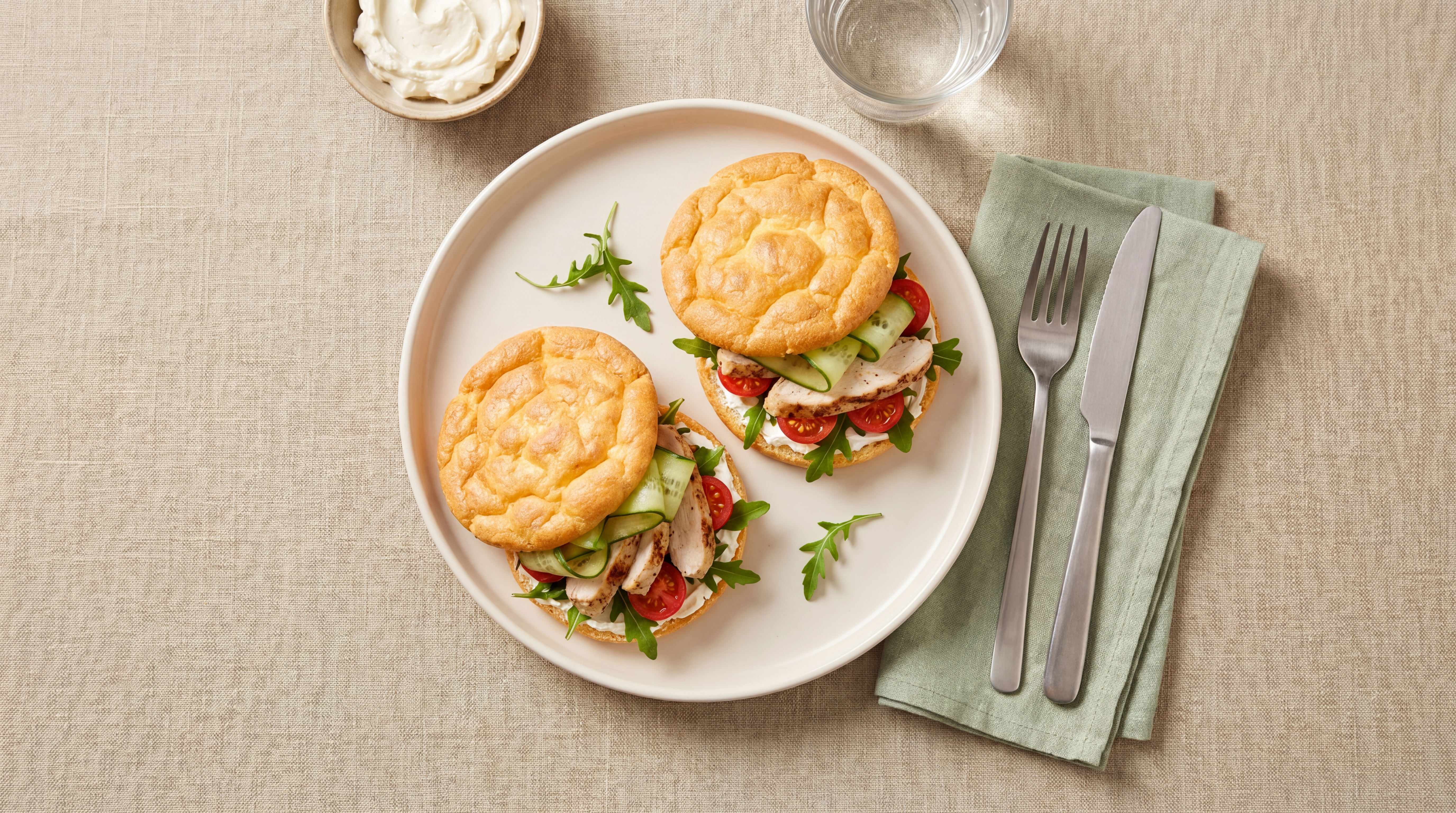 Glutenvrije sandwich met kip en groenten