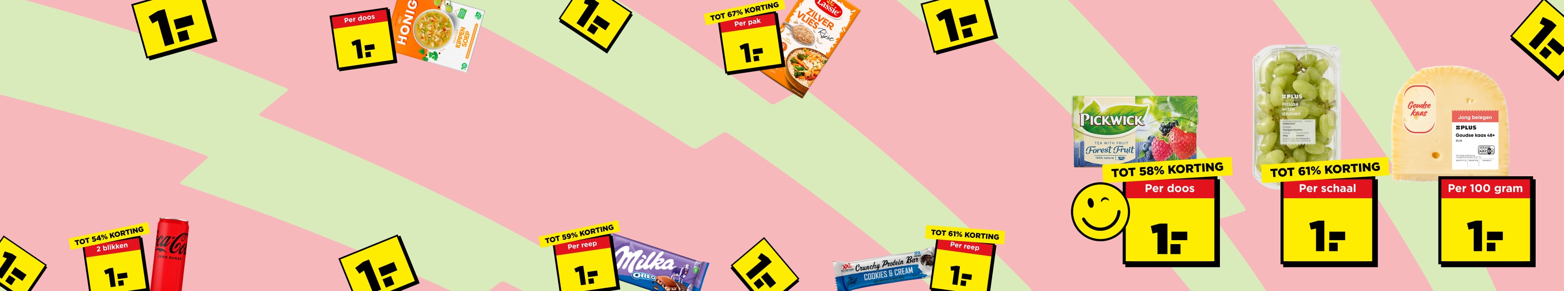 Euroweken aanbiedingen van deze week, zoals Skittles, druiven, Breaker en Pickwick thee.