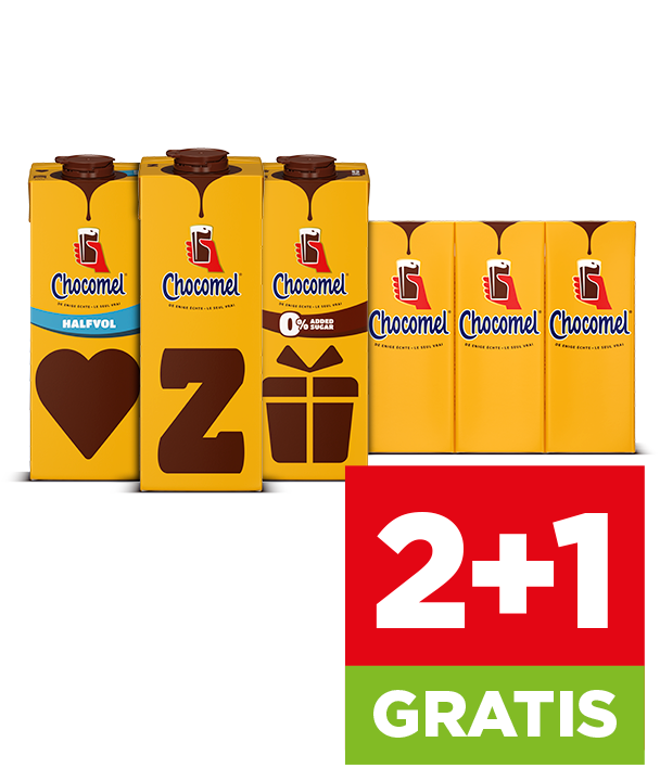 Chocomel, 2+1 gratis.