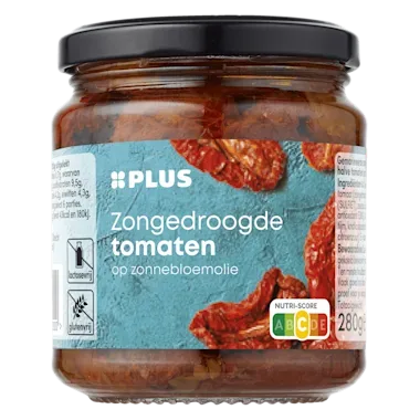 PLUS Zongedroogde tomaten op zonnebloemolie 280g