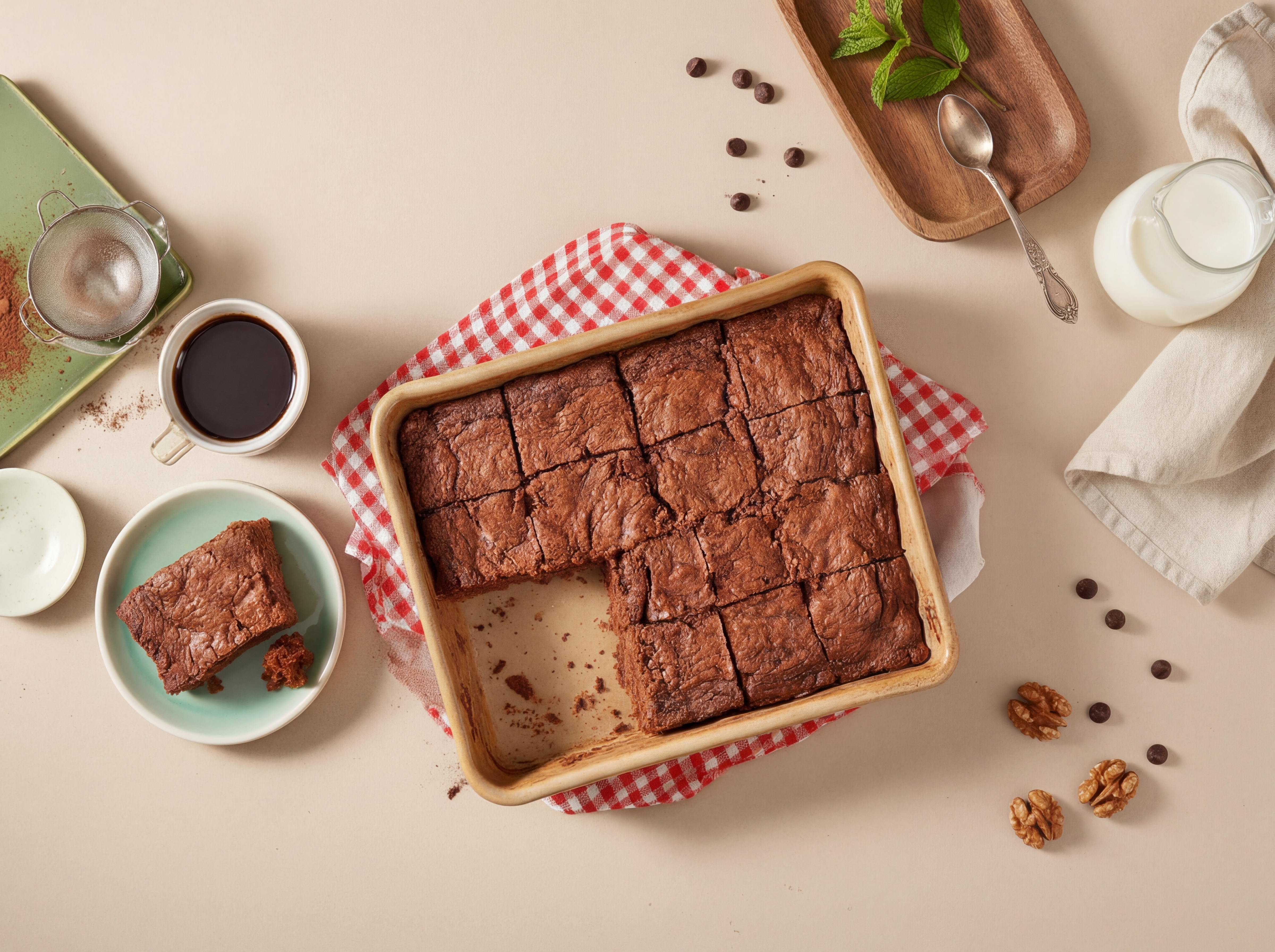 Pittige gemberbrownies met stukjes pure chocolade