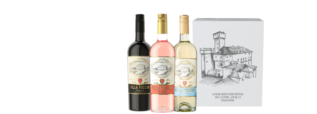 Villa Puccini Pinot Grigio, Primitivo en Pinot Grigio Blush Rose´