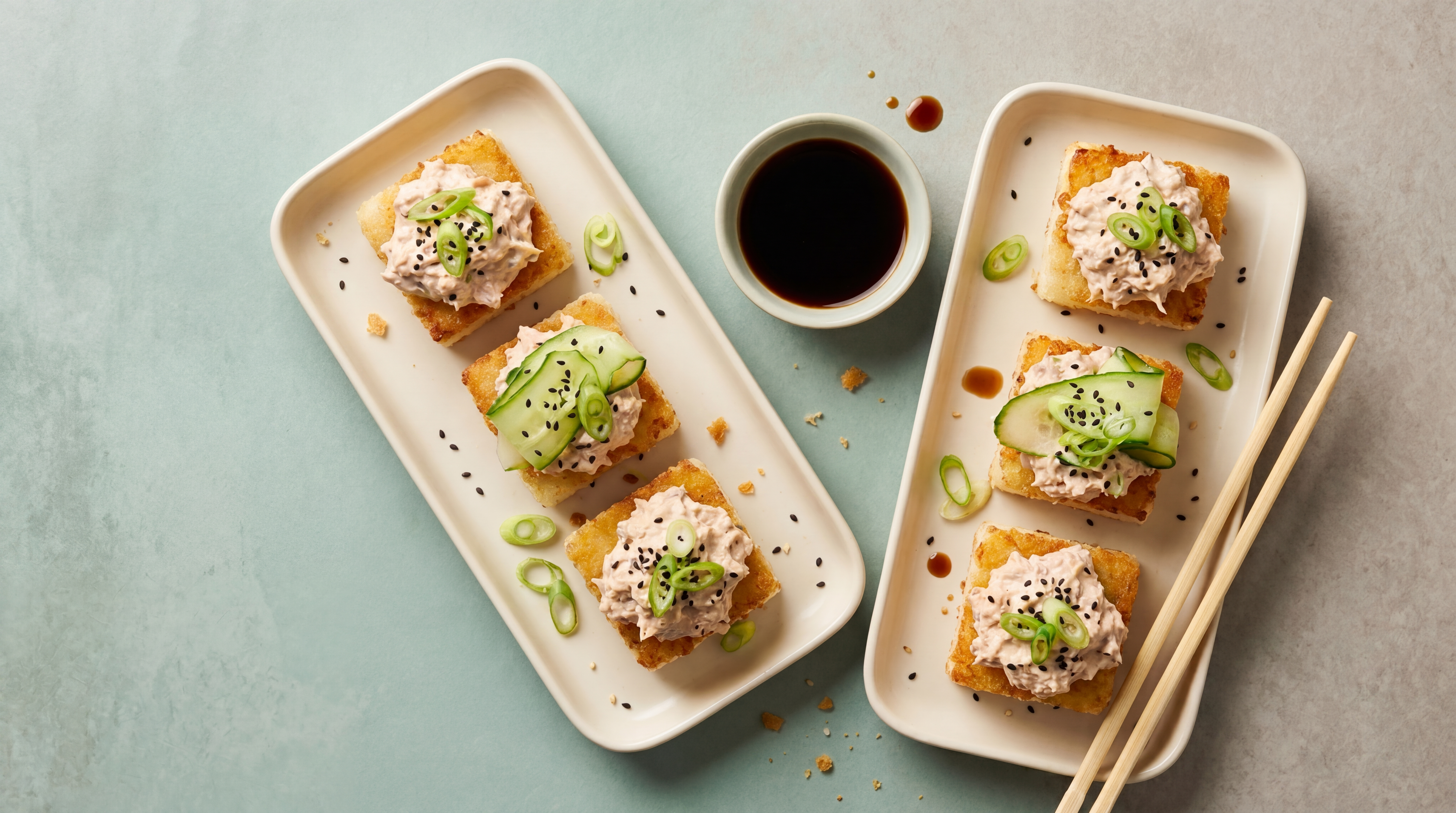 Krokante sushiblokjes met tonijn