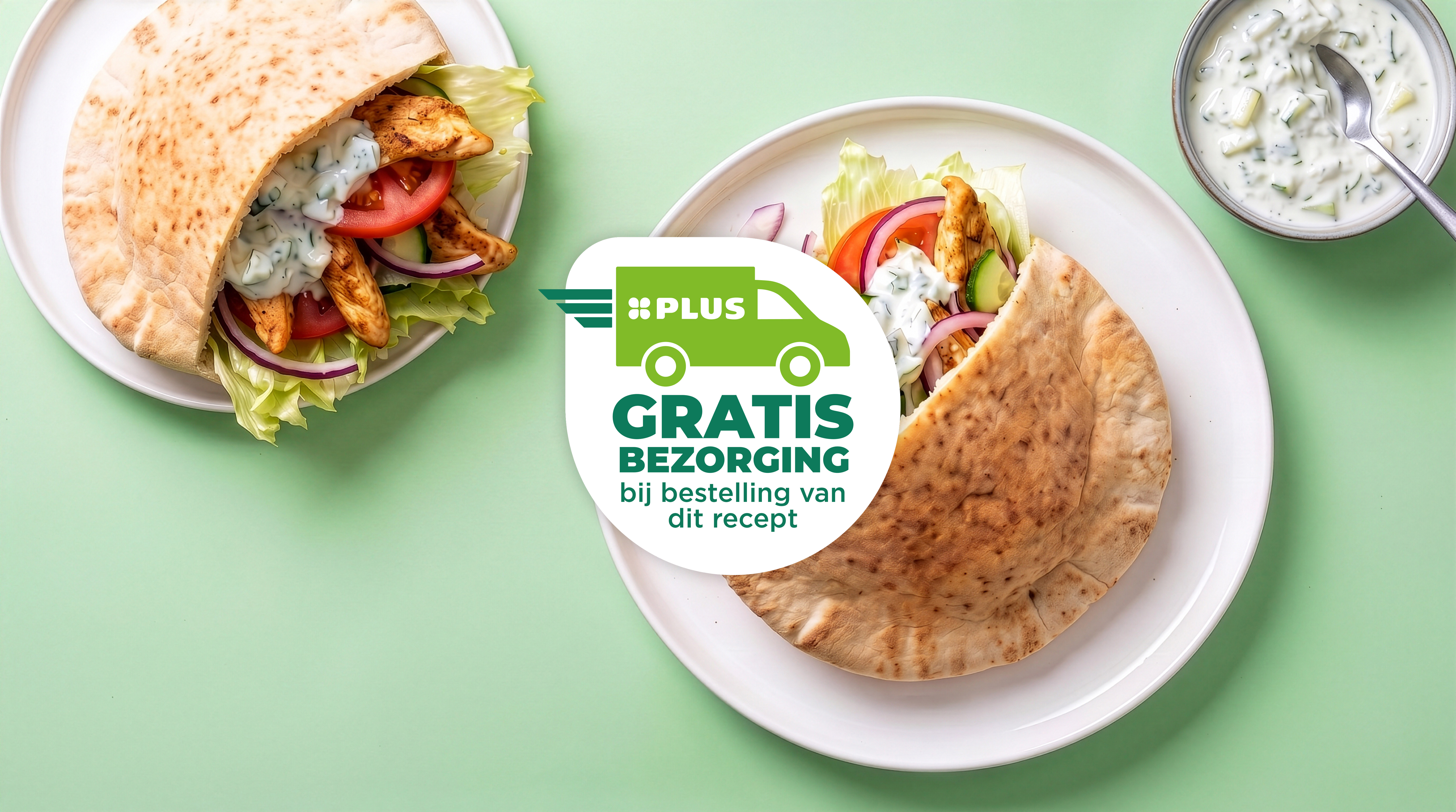 Pita met kip, rauwkost en tzatziki