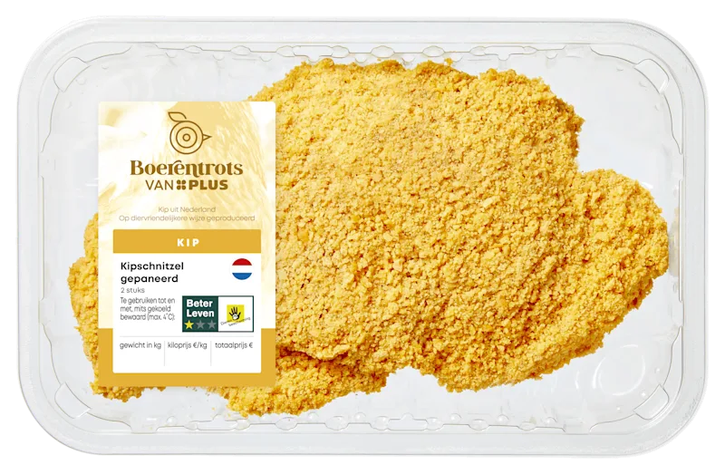 PLUS Boerentrots Kipschnitzel Gepaneerd 2st