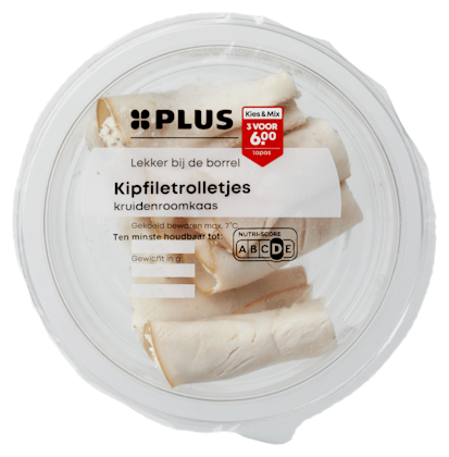 Kipfiletrolletjes kruiden roomkaas