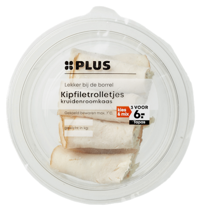 Kipfiletrolletjes kruiden roomkaas