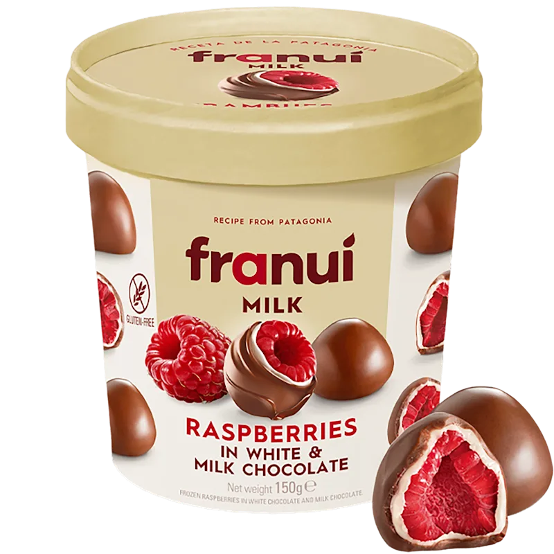 Franui Raspberries in white & milk chocolate