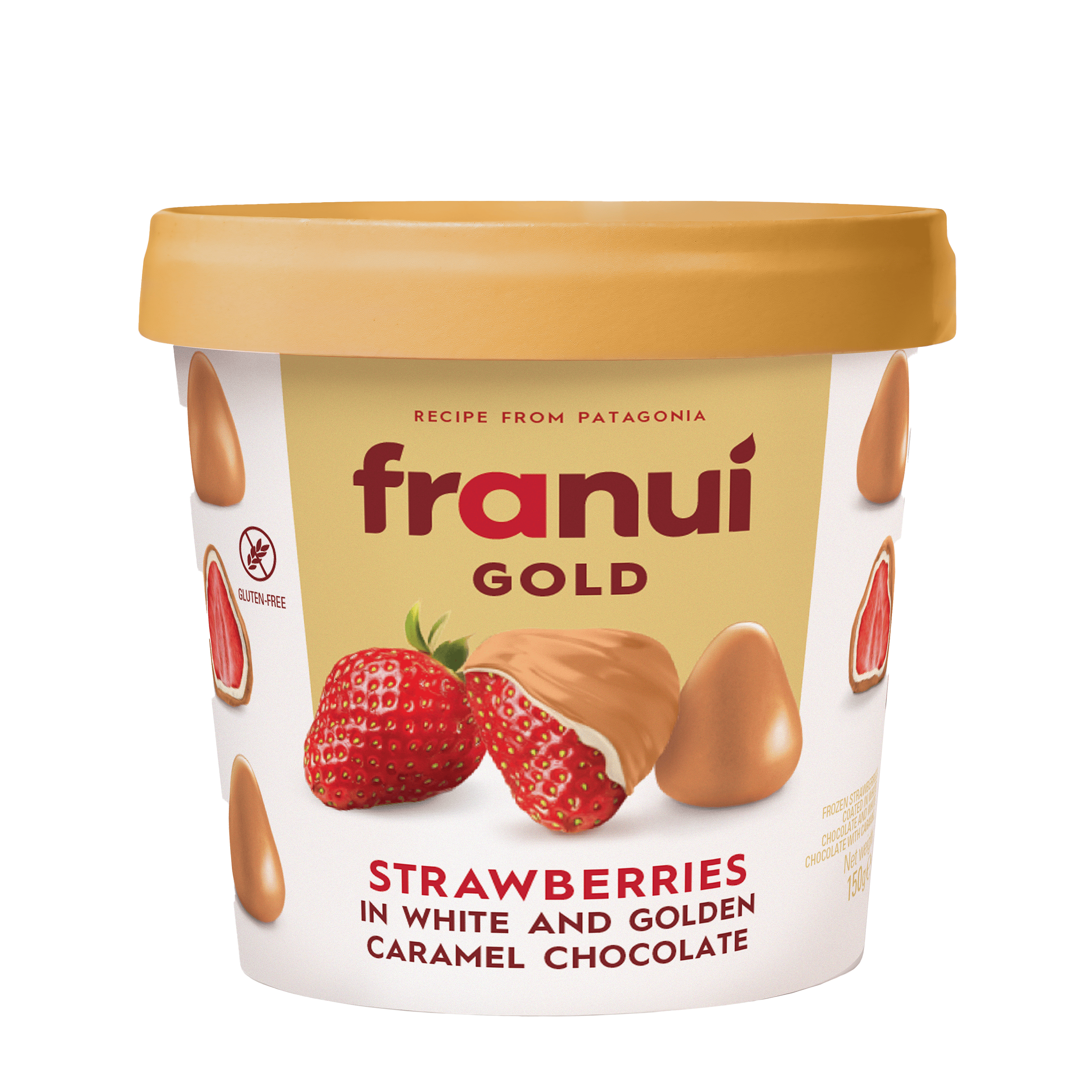 Franui Strawberries in white & golden caramel