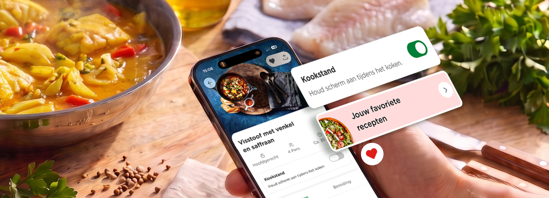 Telefoon met nieuwe functies in de app.