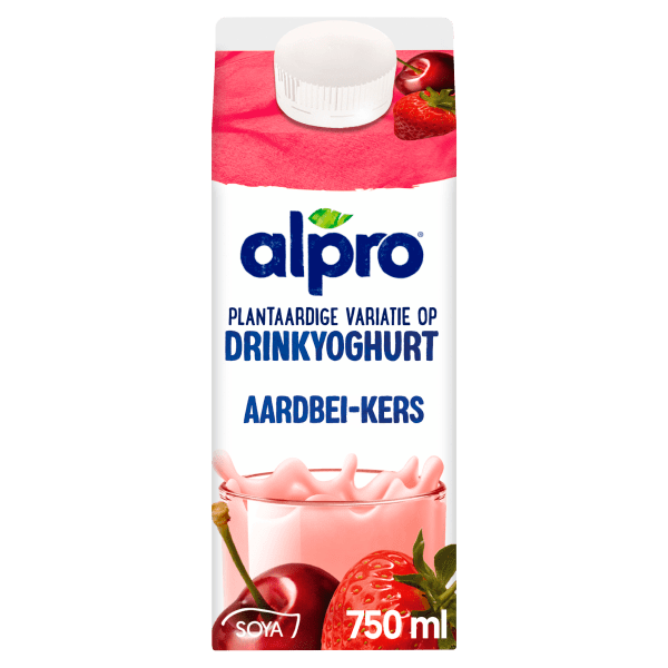 Alpro Variatie Drinkyoghurt Aardbei-Kers Per Pak 750 Ml