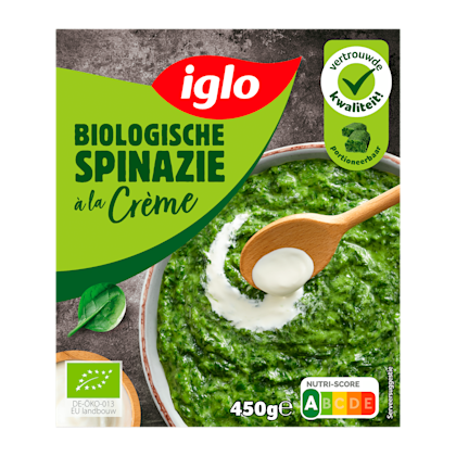 Biologische spinazie a la creme