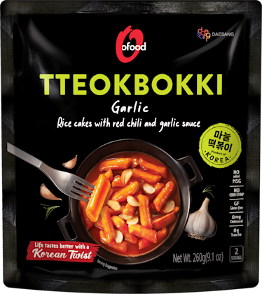 Topokki met knoflooksaus