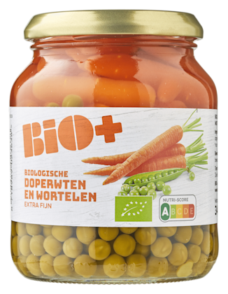 BIO+ Doperwten en wortelen
