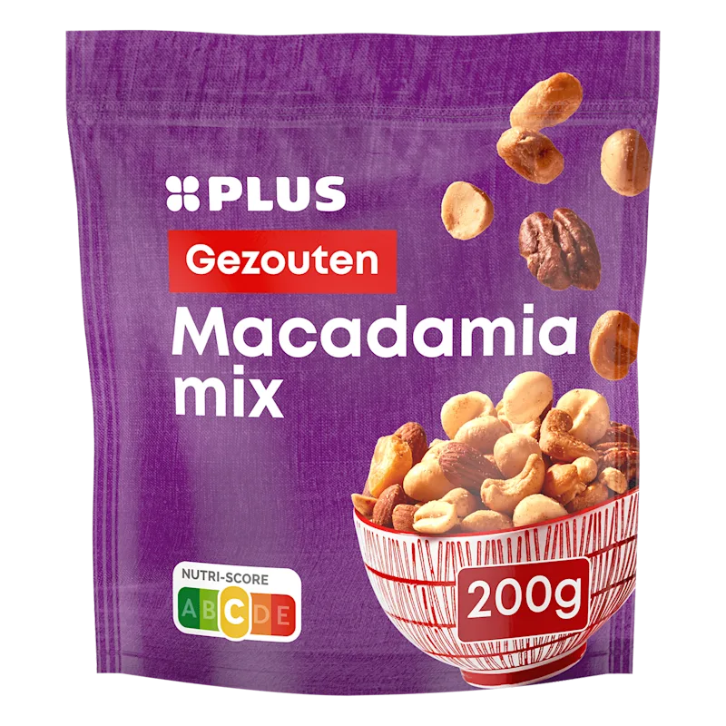 PLUS Macadamia mix gezouten gebrand