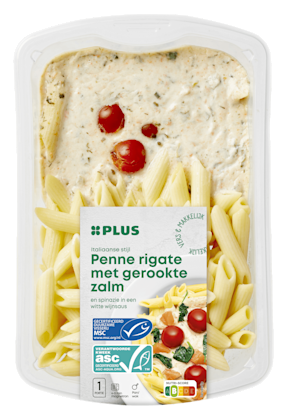 Penne rigate met gerookte zalm