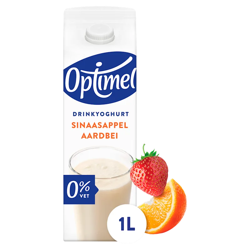 Optimel Drinkyoghurt Sinaasappel Aardbei 0% Vet 1L