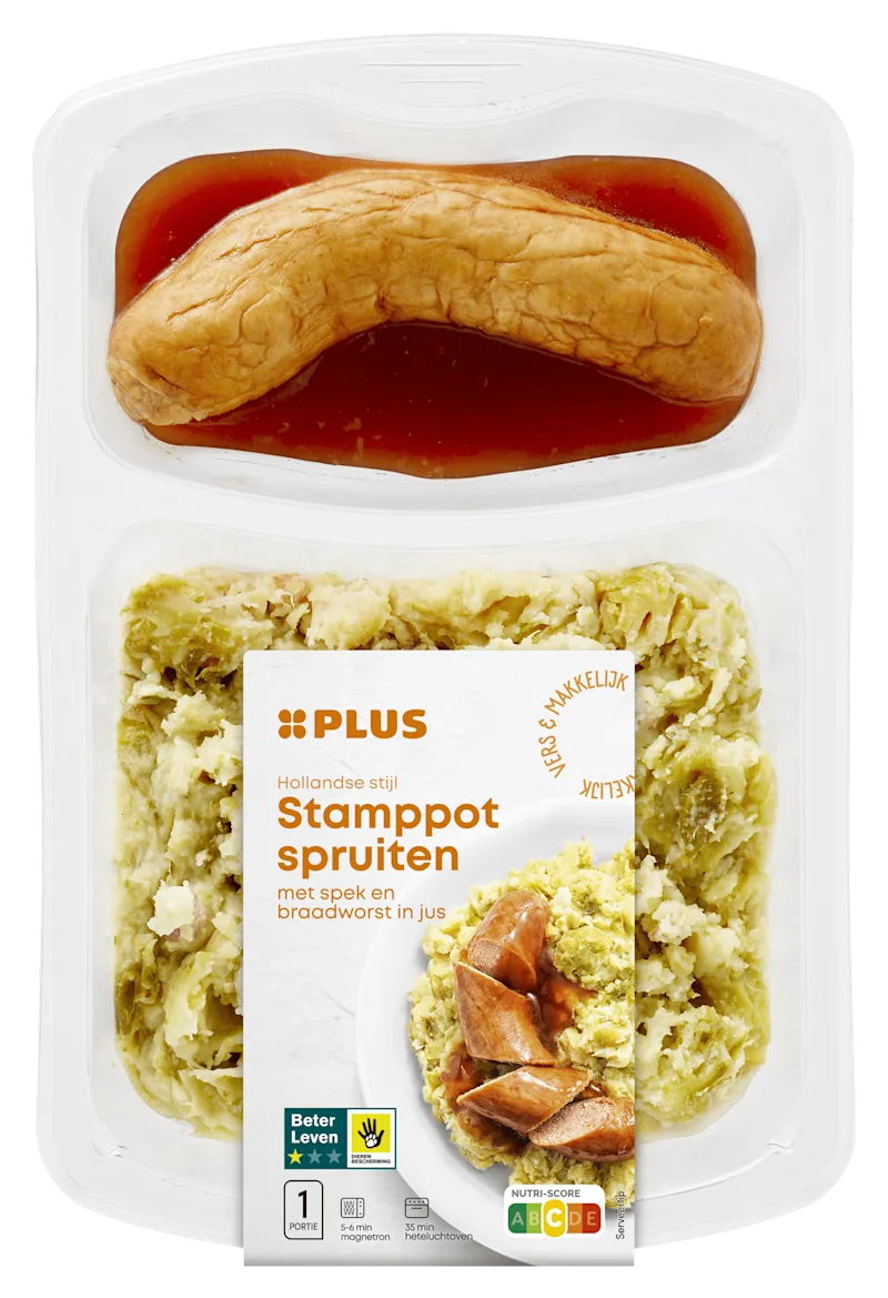 PLUS Spruiten stamppot spek braadworst jus