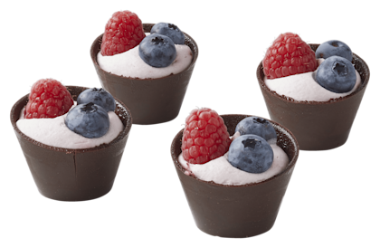 Mini chococup bosvruchtengebakjes