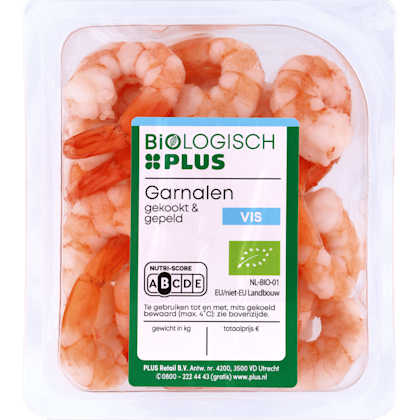 Biologisch PLUS Garnalen met staart