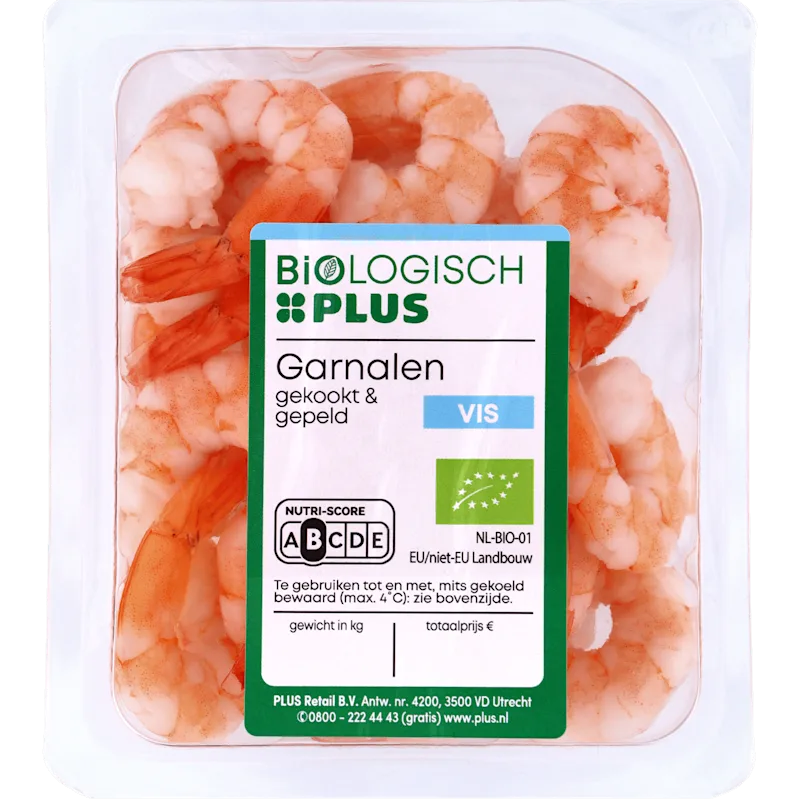 Biologisch PLUS Garnalen met staart