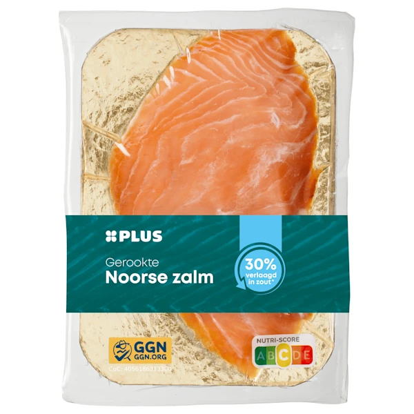 PLUS Gerookte Noorse zalm 30% minder zout