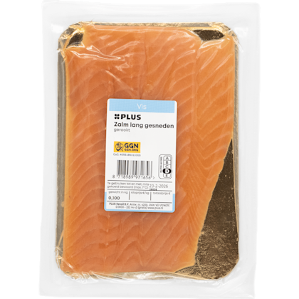 Gerookte Noorse zalm lang gesneden