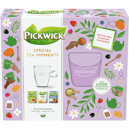 Pickwick Giftpack 3 thee + glas 2026