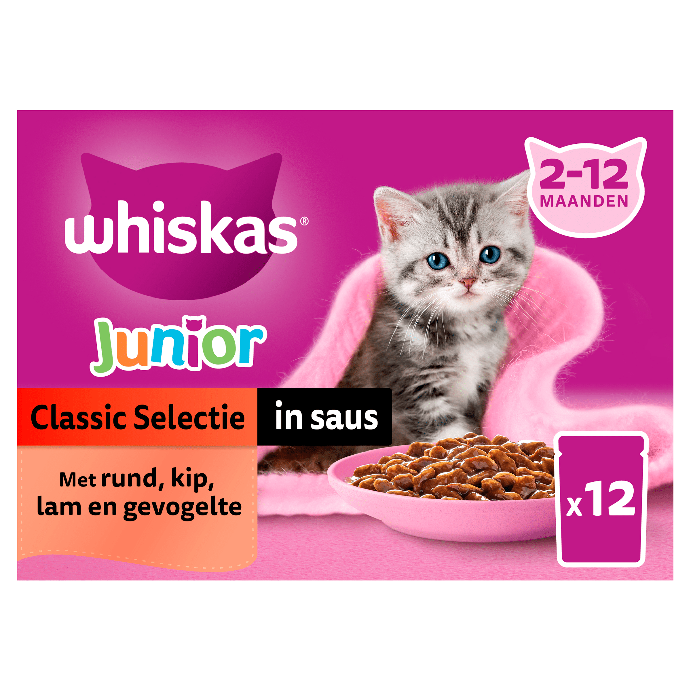 Whiskas Junior Classic Kattenvoer in saus Per Doos 12 st