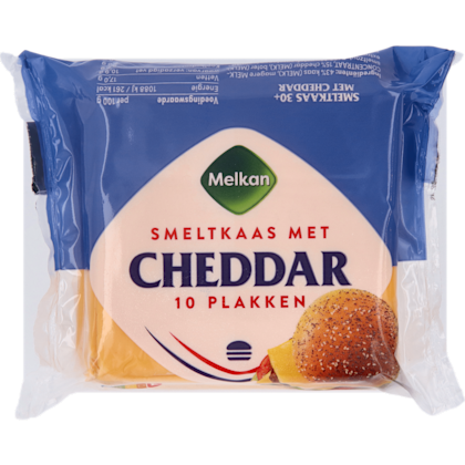 Smeltkaas met cheddar plakken