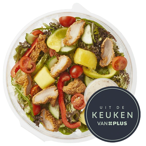 Uit de keuken van PLUS Lunchsalade gegrilde kip mango