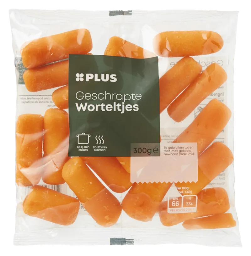 PLUS Worteltjes geschrapt