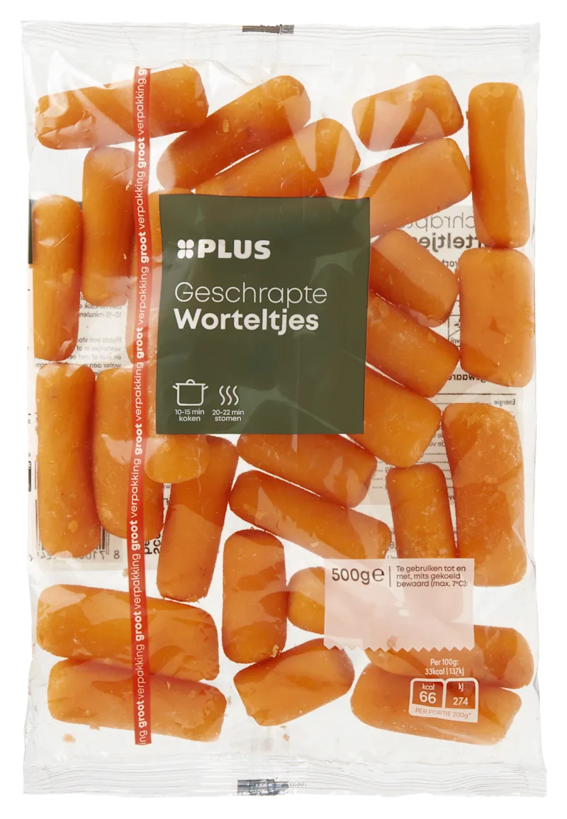PLUS Worteltjes geschrapt