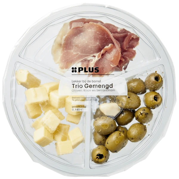 PLUS Tapasschotel Olijven, kaas serranoham