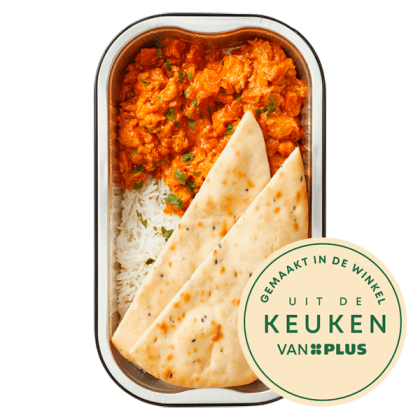 Butter chicken met rijst en naanbrood