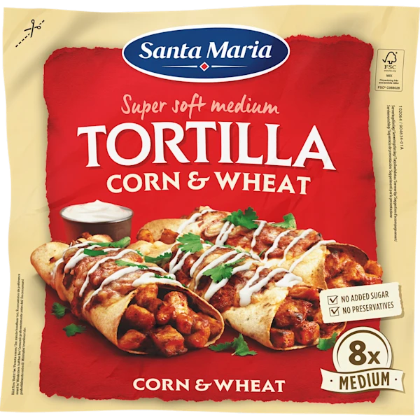 Santa maria Tortilla wrap Corn & Wheat pak 8st