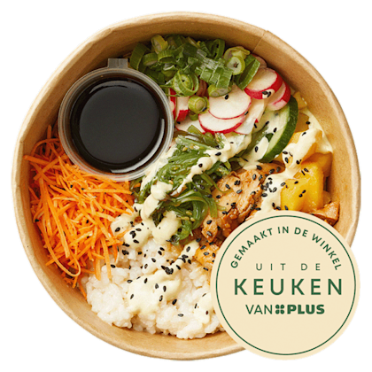 Poké bowl krokante kip